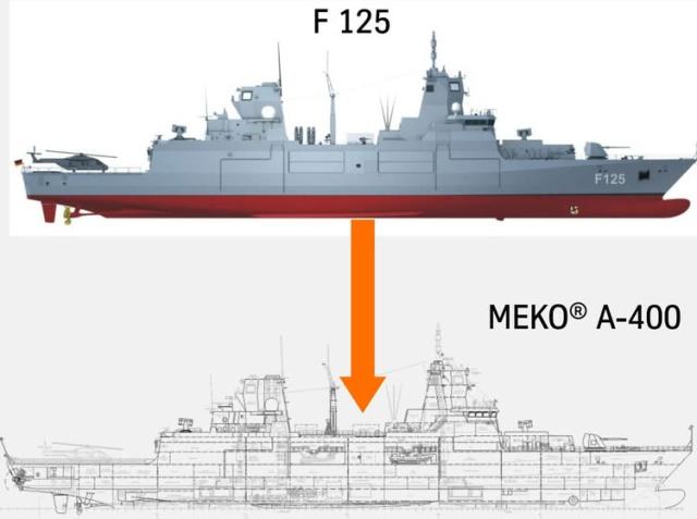 形状前卫的meko a400 德国水兵f-125保护舰外贸型