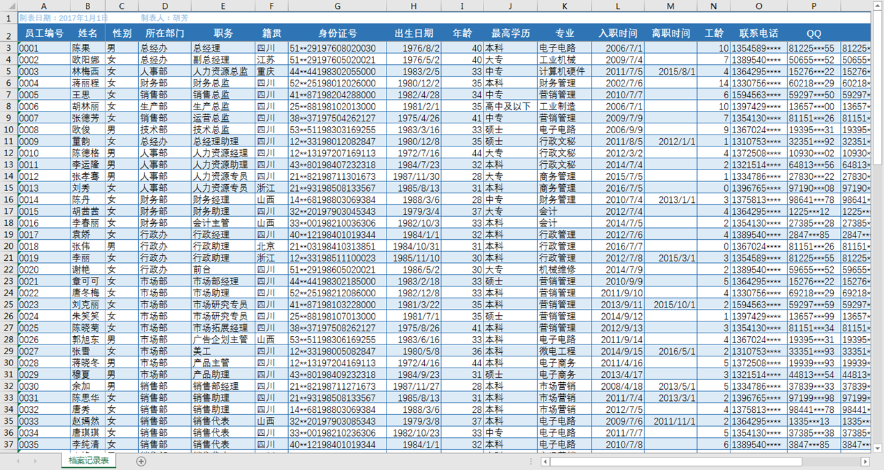 Excel如何创建员工档案记录表 大发赌场网站
