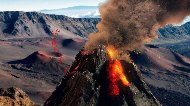 俄罗斯堪察加半岛希韦卢奇火山喷发