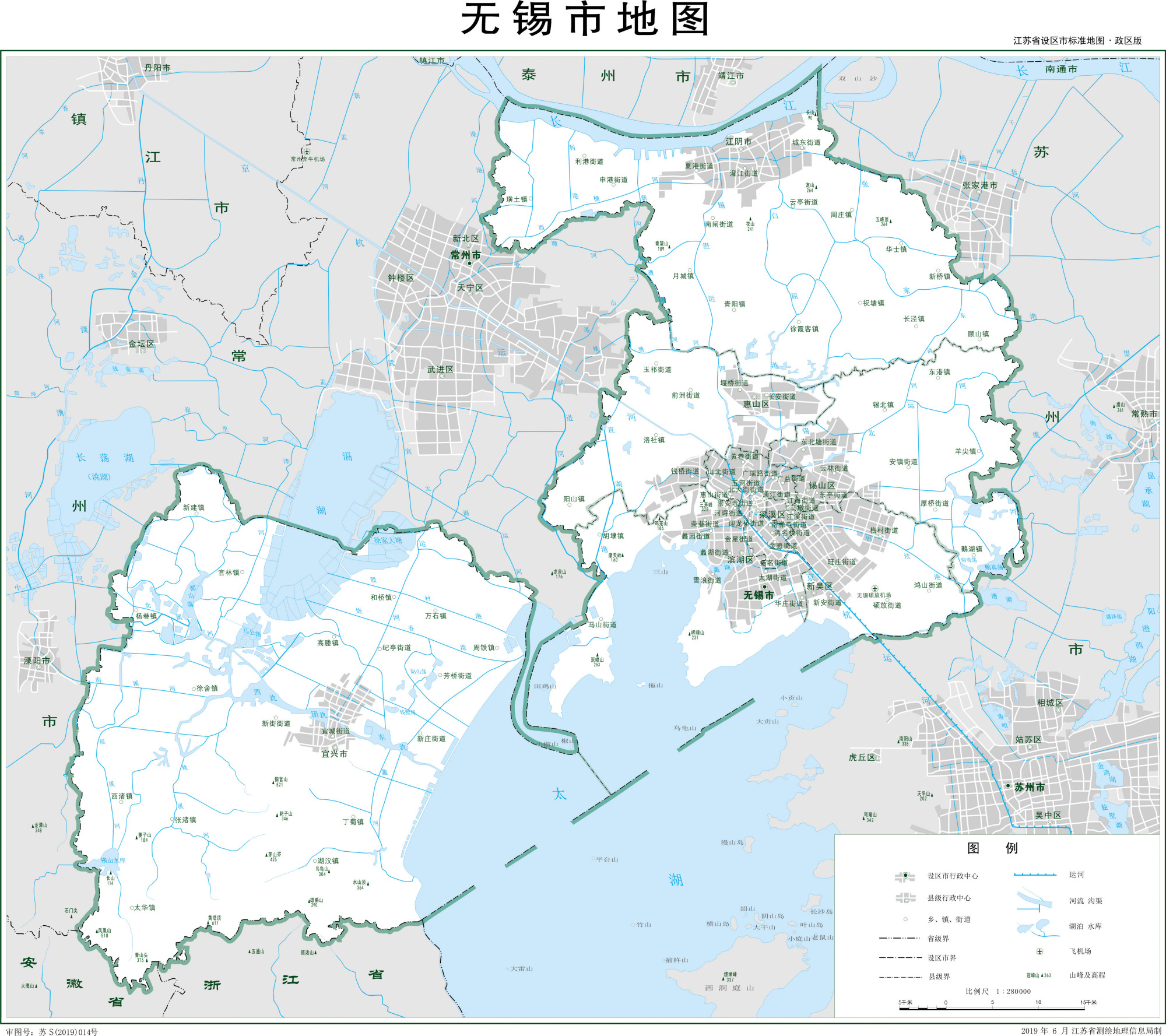 有趣的常州武进区地图:东南部犹如大象鼻子伸进太湖