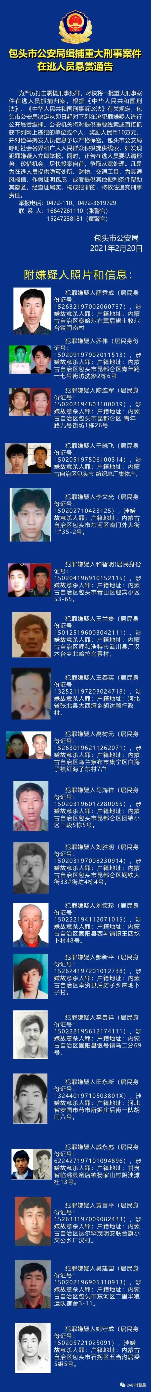 悬赏190万元 警方缉捕重大刑事案件逃犯 光明网